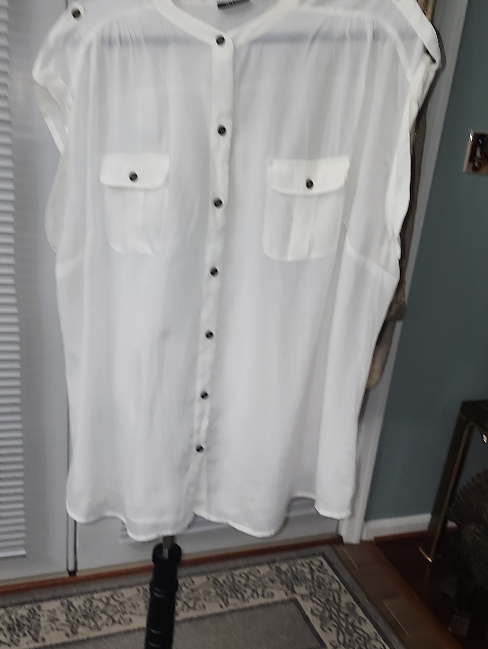 a.n.a White Sleeveless Button-Down Shirt